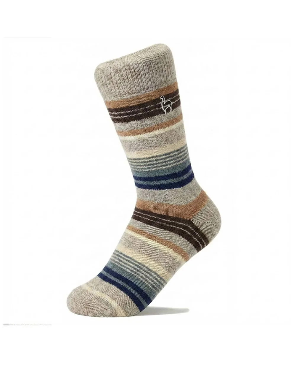 Alpaca Cabin Socks in stone, sand, espresso and navy stripes